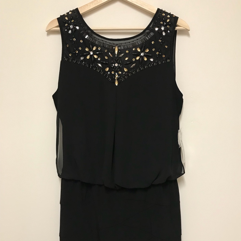 Bisou Bisou black sleeveless dress w/jewel accents